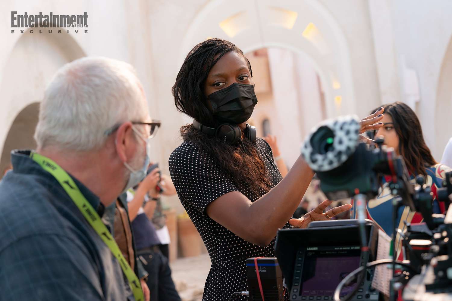 Director Nia DaCosta on the set of 'The Marvels'