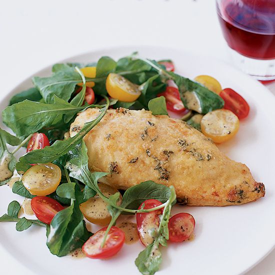 Parmesan-Crusted Chicken with Arugula Salad
