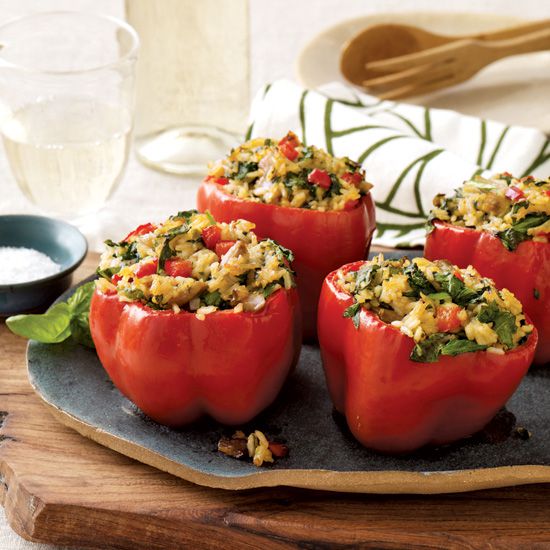Stuffed Peppers with Thai Curry Rice and Mushrooms
