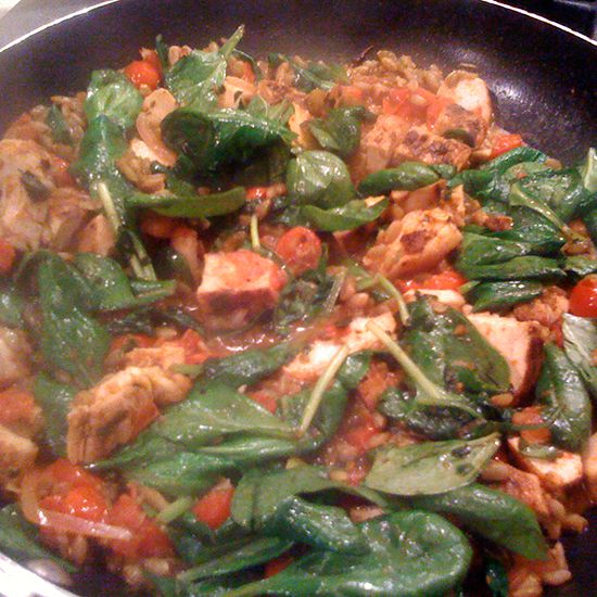 Harissa Chicken and Spinach Stir-Fry
