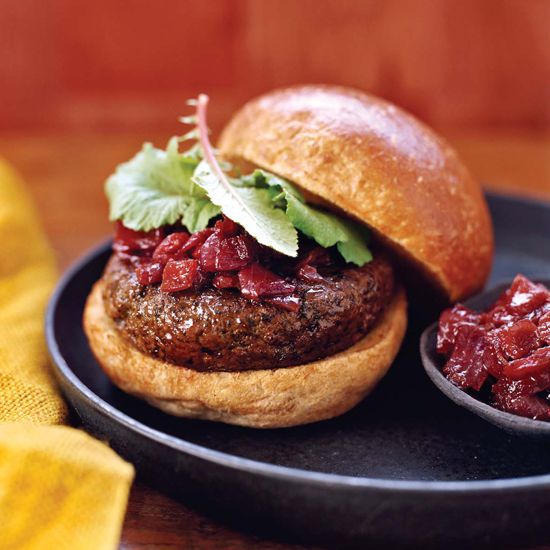 All-American Hamburgers with Red Onion Compote