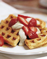 Buttermilk Waffles with Fresh Strawberries. Photo  &copy; William Meppem