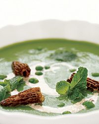 Garden Pea Soup with Morel Cream