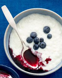 Rice Pudding with Blueberry Syrup