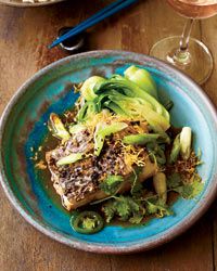 Steamed Wild Striped Bass with Ginger and Scallions
