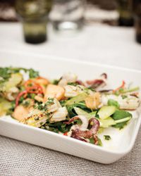 Grilled Squid Salad with Arugula and Melon