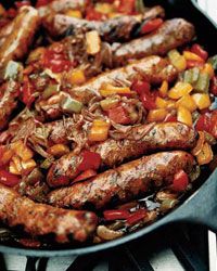 Spicy Stewed Sausages with Three Peppers