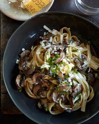 Fettuccine with Mushrooms, Tarragon, and Goat-Cheese Sauce