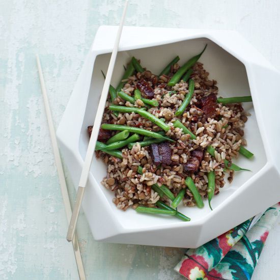 Mixed Grains with Green Beans and Crispy Bacon