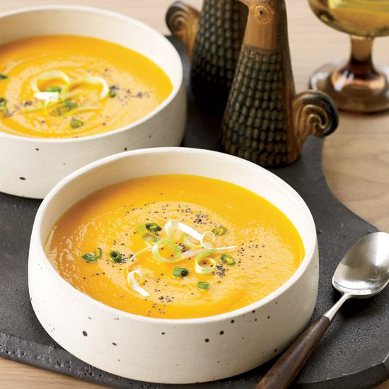 Creamy Carrot Soup with Scallions and Poppy Seeds