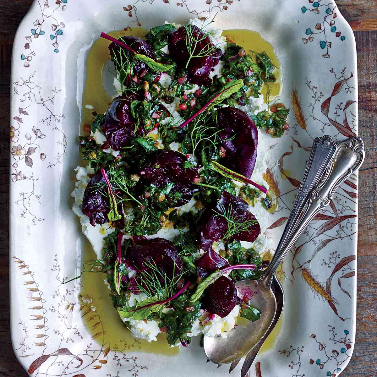 Roasted Beets with Beet Green Salsa Verde