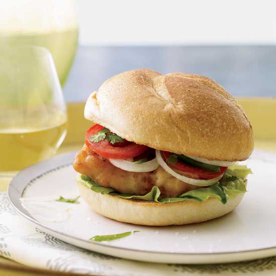 Fried-Fish Sandwiches with Jalape&ntilde;o-Spiked Tomatoes