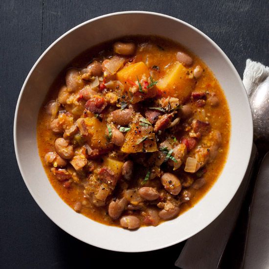 Cranberry Bean and Pumpkin Stew with Grated Corn