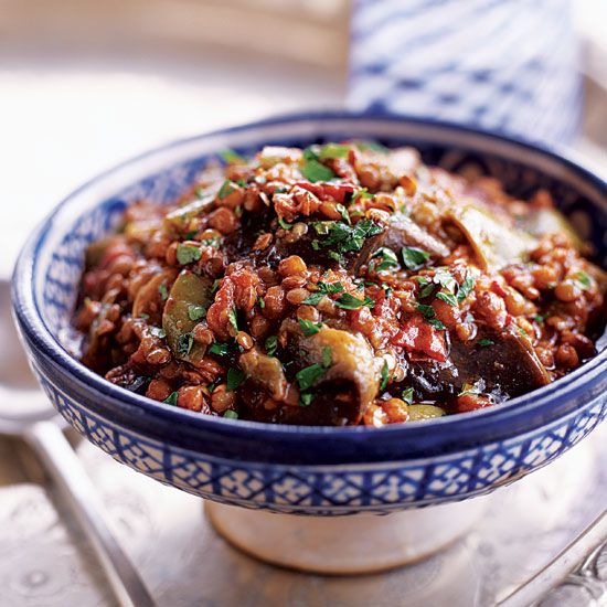 Eggplant and Lentil Stew with Pomegranate Molasses
