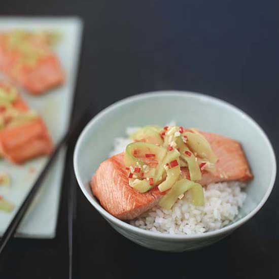 Salmon Rice Bowl with Ginger-Lime Sauce