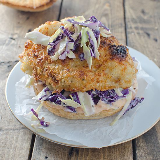 Crispy Chicken Burger with Coleslaw and Chipotle Mayo