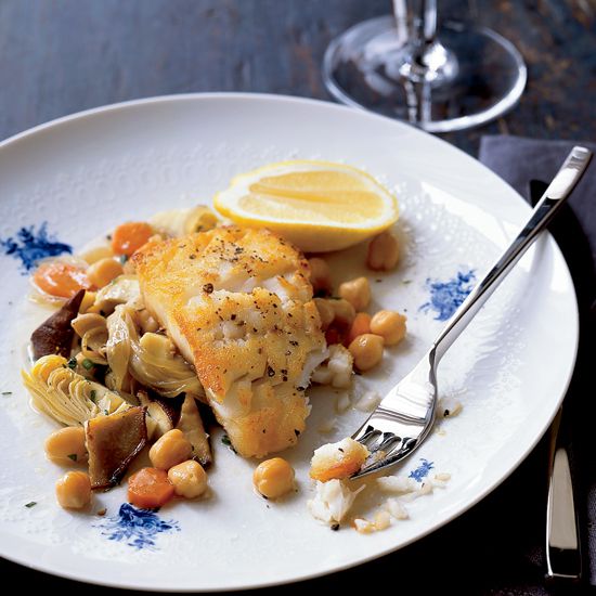 Cod with Artichokes and Chickpeas