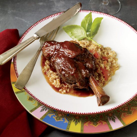 Braised Lamb Shanks with Garlic and Indian Spices