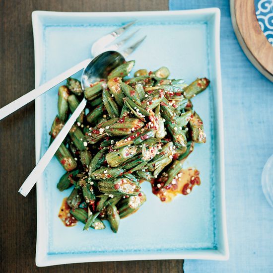 Spicy Fried Okra with Crispy Shallots