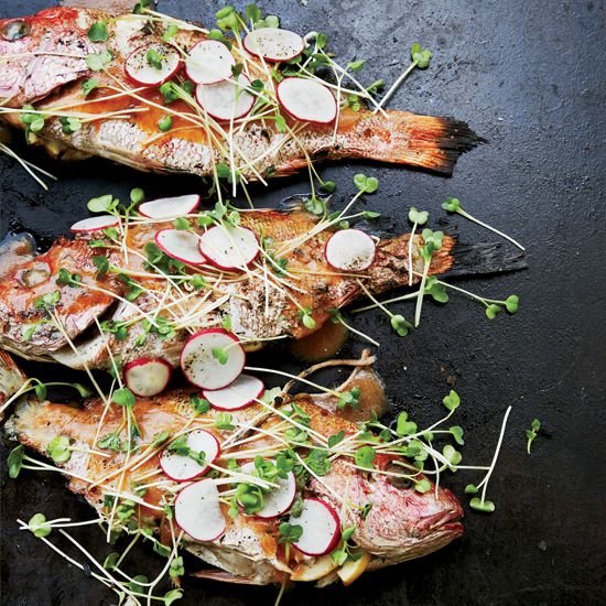 Asian-Style Grilled Whole Red Snapper with Radish Salad