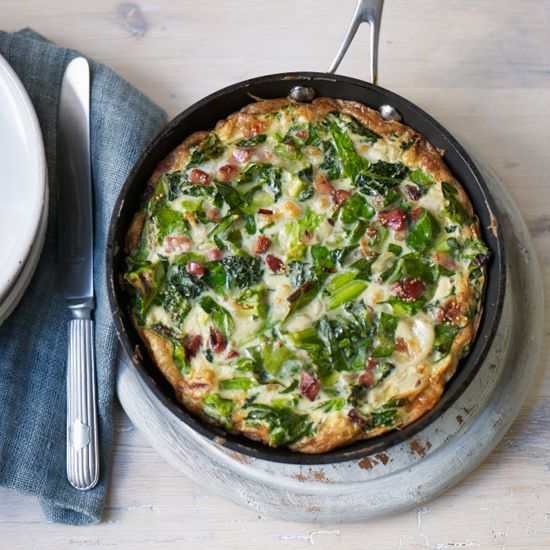 Saut&eacute;ed Spring Greens and Manchego Frittata