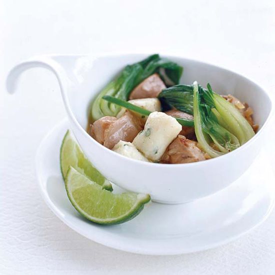Thai Chicken Stew with Potato-Chive Dumplings