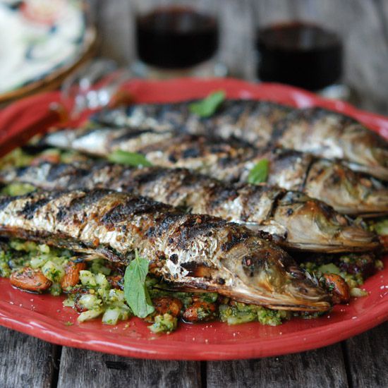 Grilled Sardines with Mint and Almonds