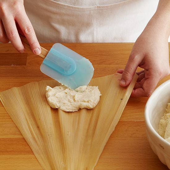 How to Make Tamales: Spread Dough On Husk