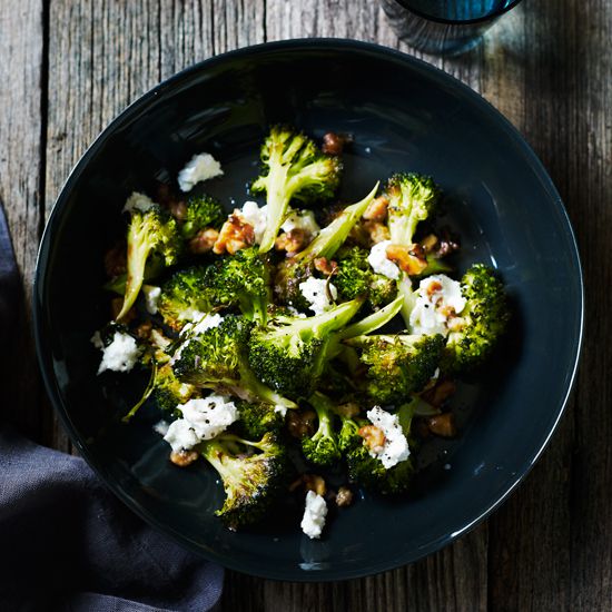 Roasted Broccoli with Walnuts and Goat Cheese
