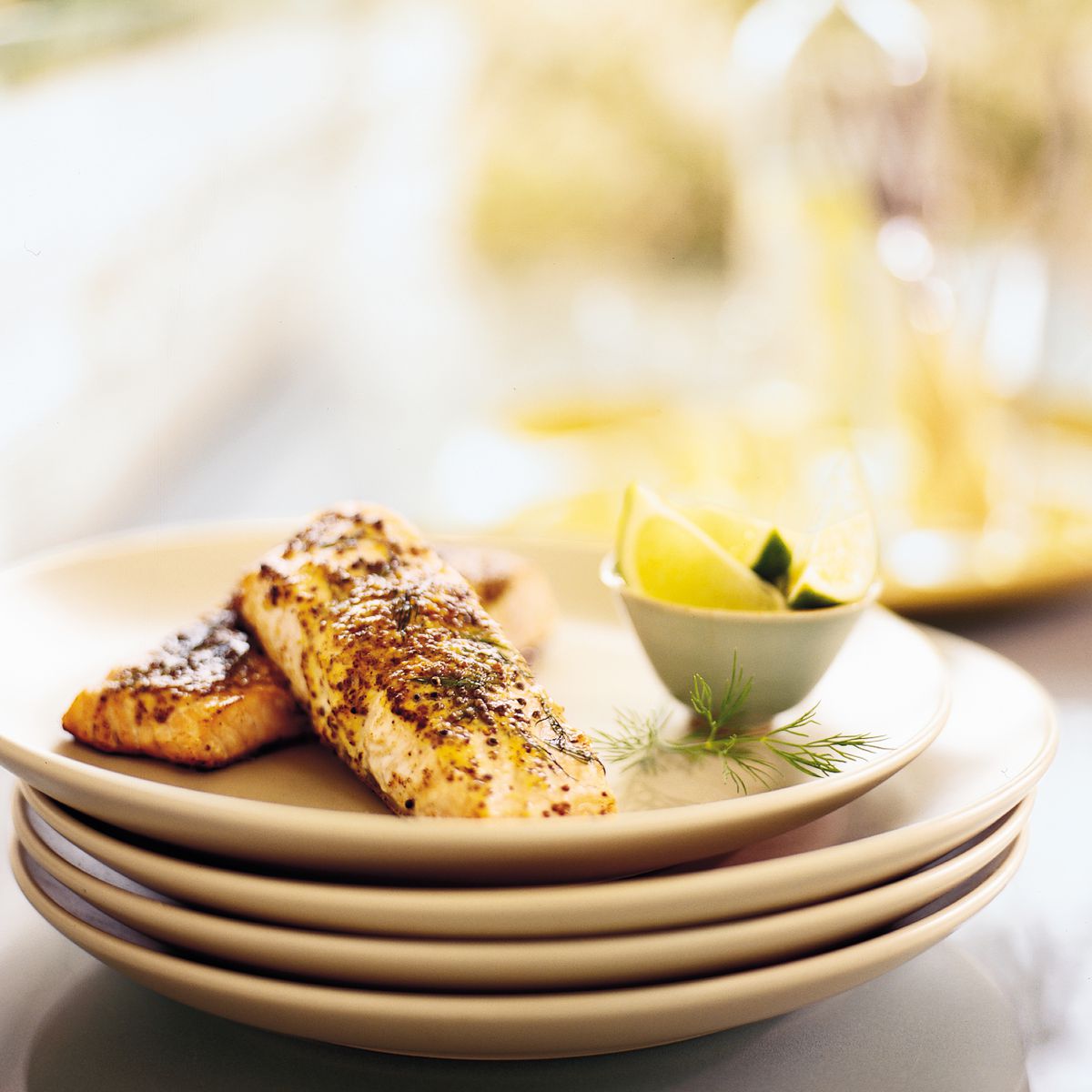 Grilled Salmon with Dilled Mustard Glaze 