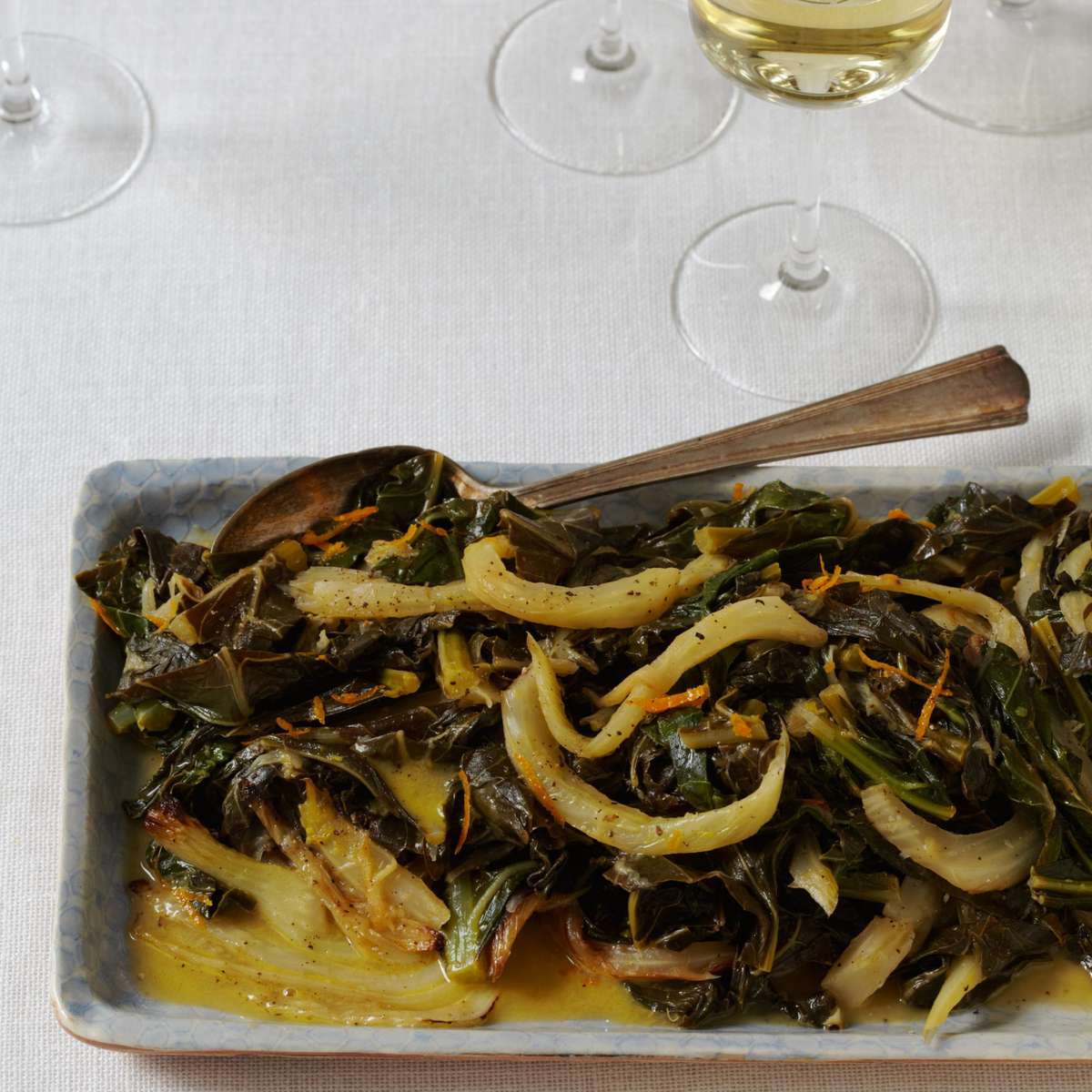 Collard Greens with Fennel and Orange Butter 