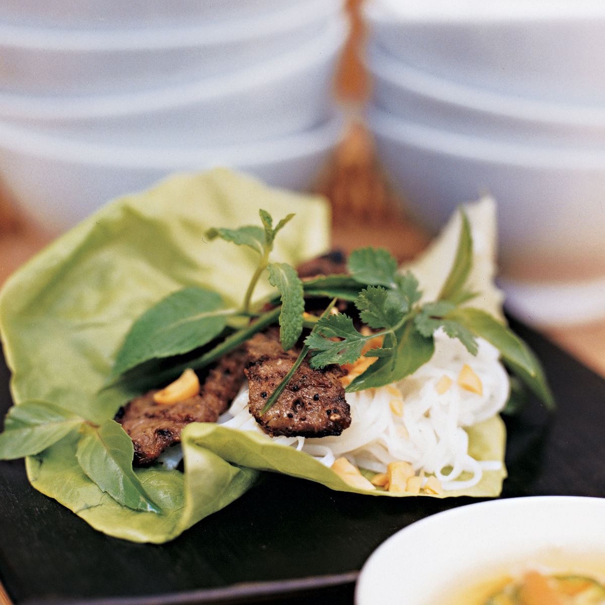 Lemongrass Beef Rolls with Rice Noodles 