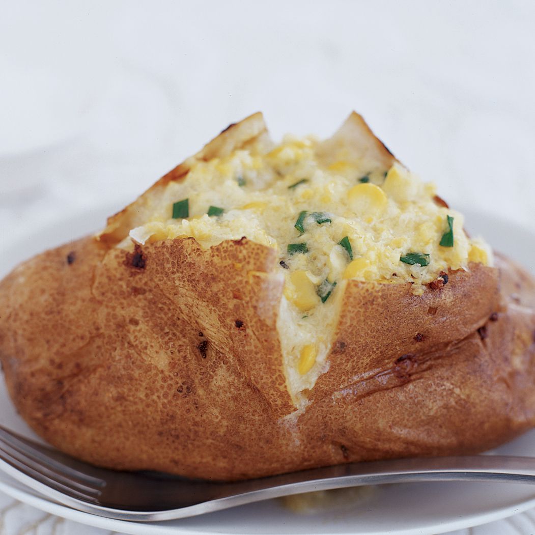 Baked Potatoes with Shallot-Corn Butter 
