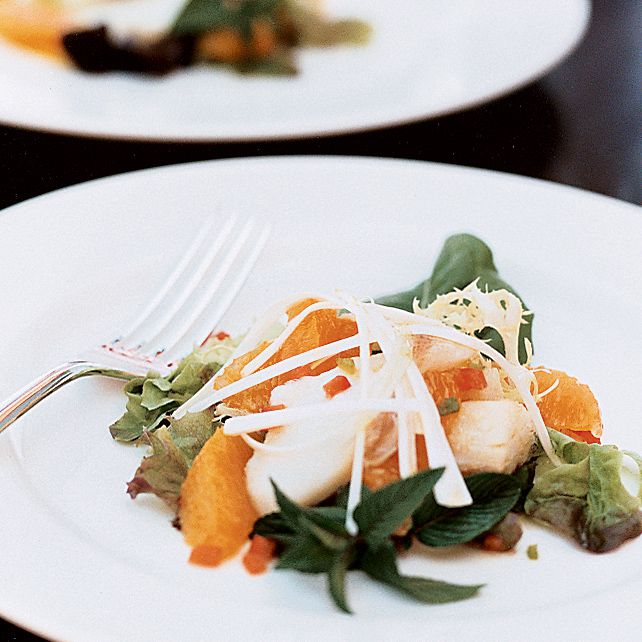 Warm Cured-Cod Salad with Orange and Basil 