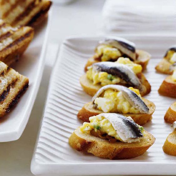 Egg Salad Crostini with White Anchovies
