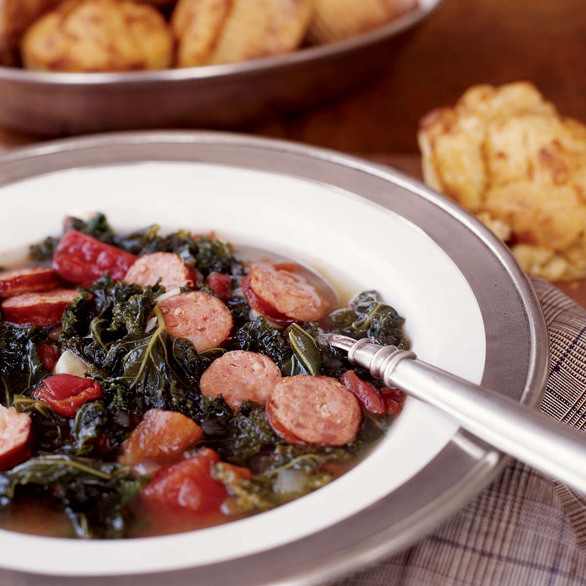 Spicy Kale Chowder with Andouille Sausage