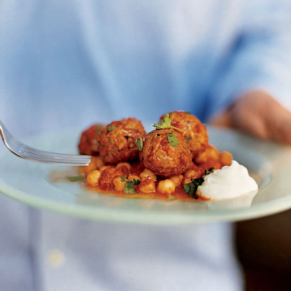 Lamb Meatballs with Red Pepper and Chickpea Sauce