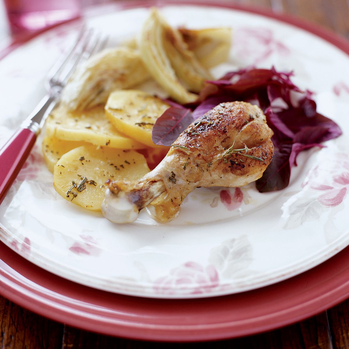 Baked Chicken with Potatoes, Fennel and Mint 