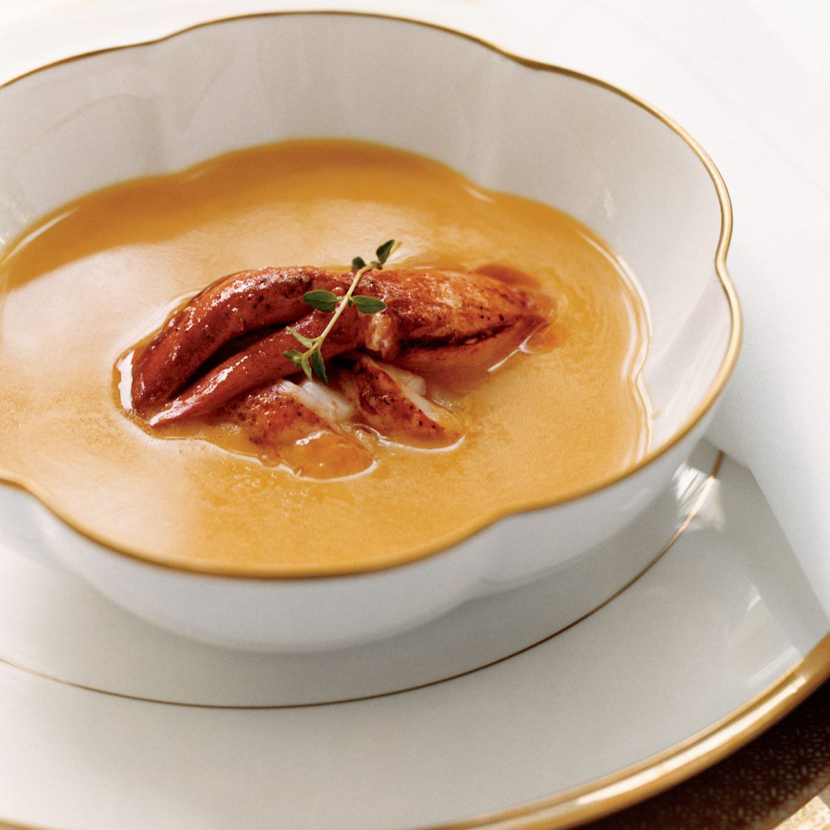 Pumpkin Soup with Creole Lobster