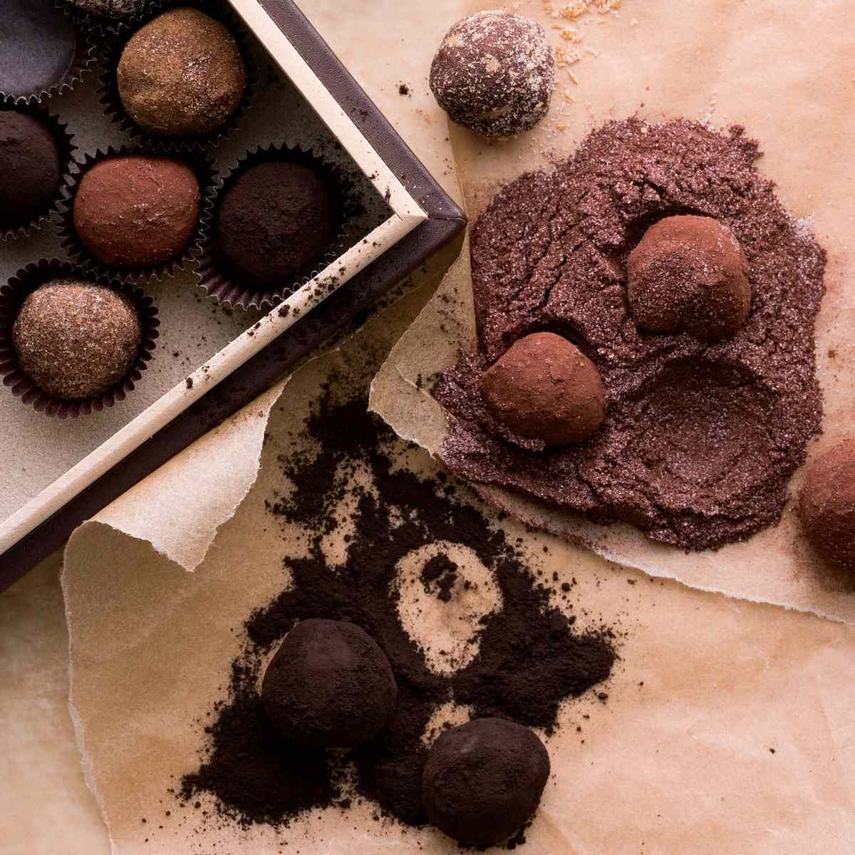 Bittersweet Chocolate Truffles Rolled in Spices 