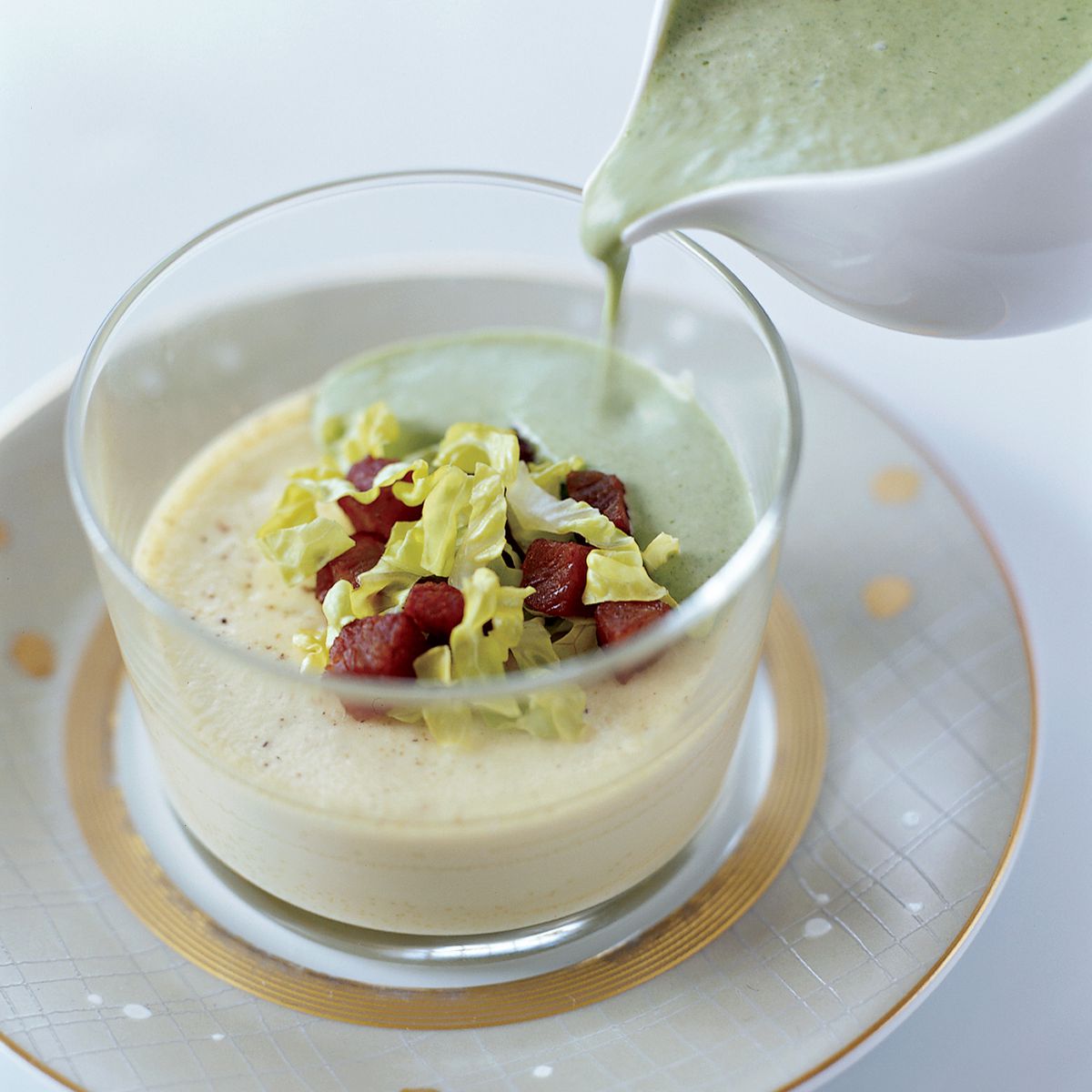 Frothy Lettuce Soup with Onion Custard 