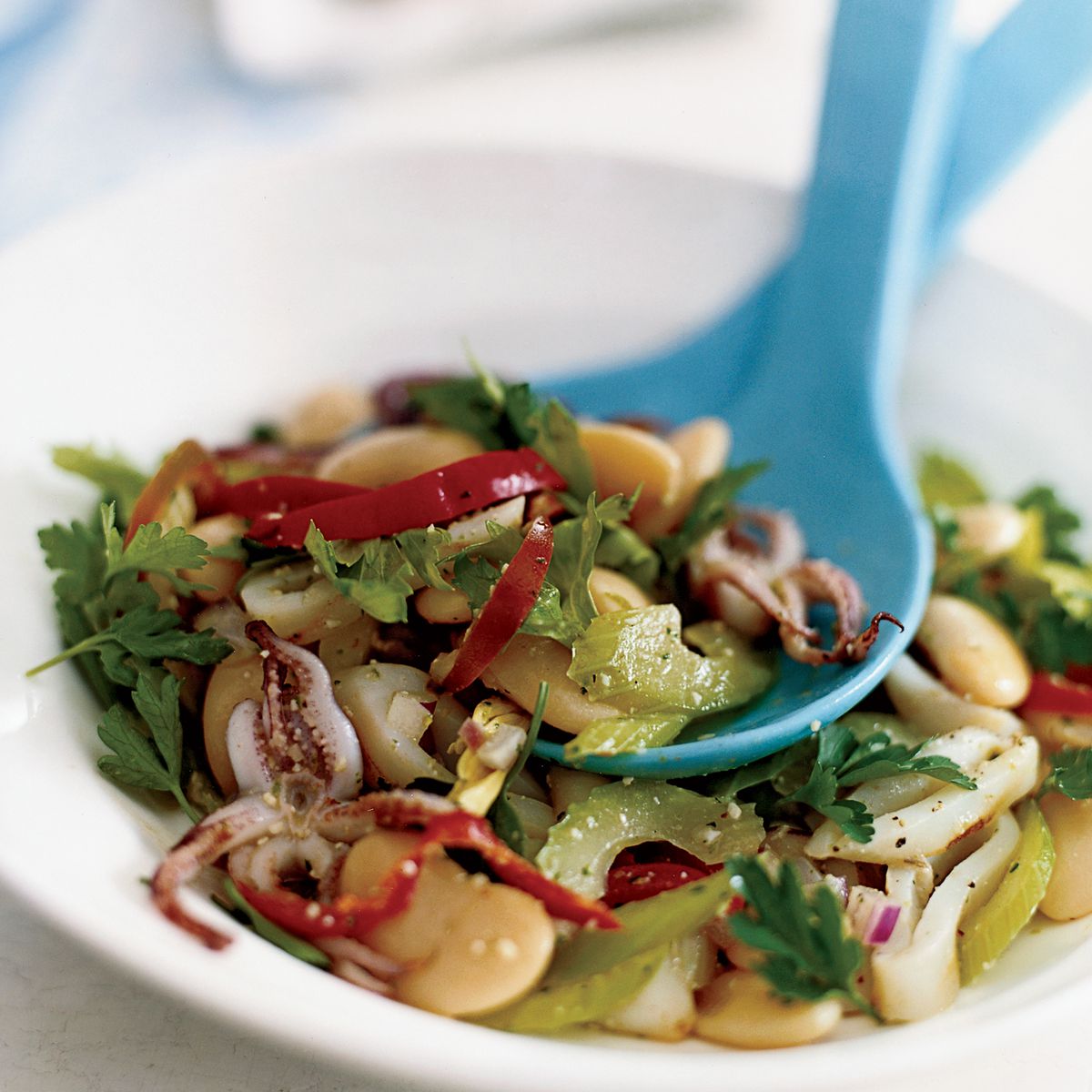 Grilled Squid Salad with Celery Leaf Pesto 