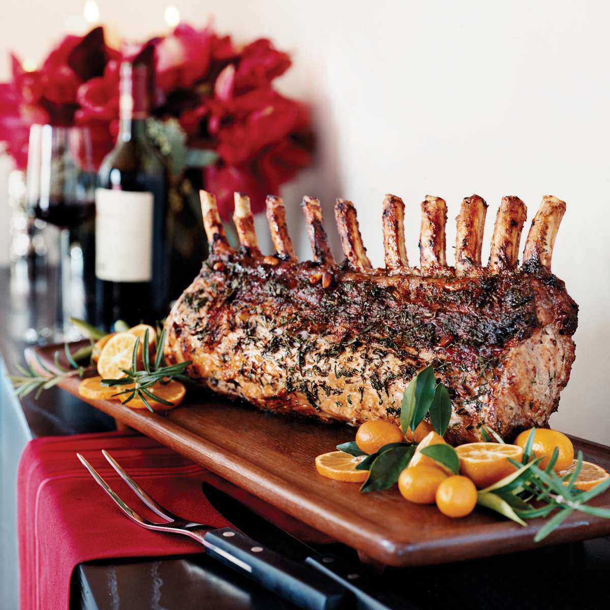 Pork Roast with Sausage, Fruit and Nut Stuffing 