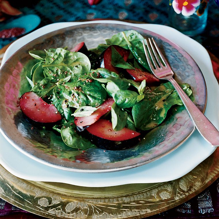 Spinach, Basil and Plum Salad 
