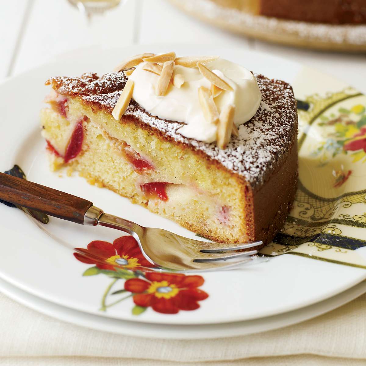 Almond-Plum Cake with Cr&egrave;me Fra&icirc;che 