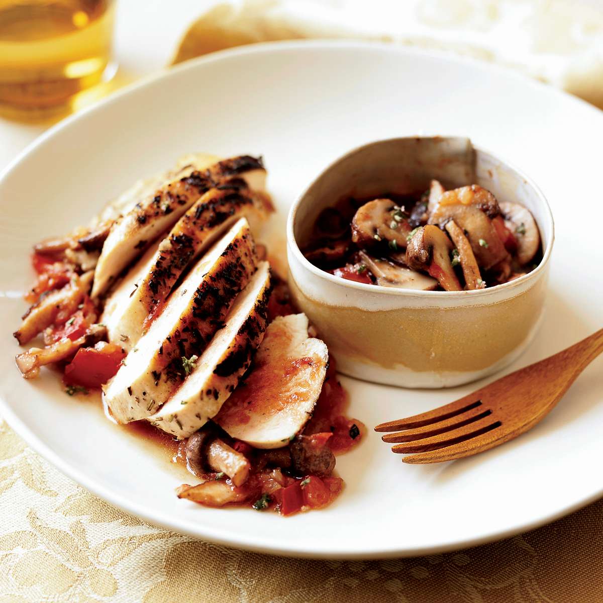 Rosemary-Grilled Chicken with Mushroom Sauce 