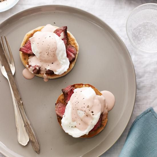 Steak and Eggs Benedict with Red Wine Hollandaise 
