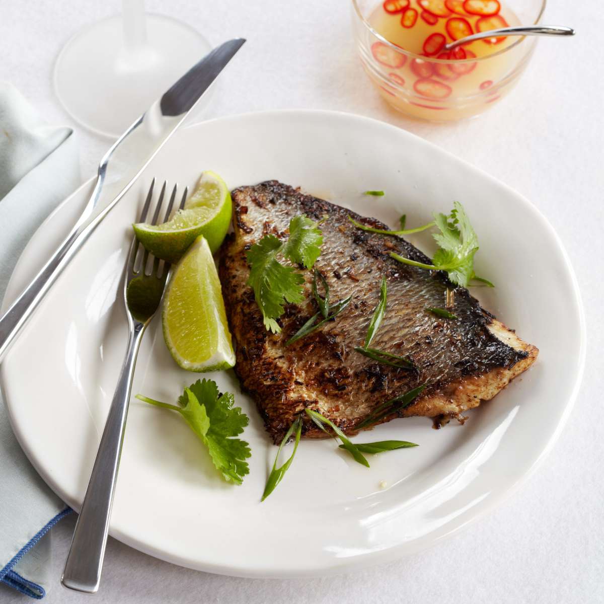 Lemongrass-Marinated Pompano with Dipping Sauce 