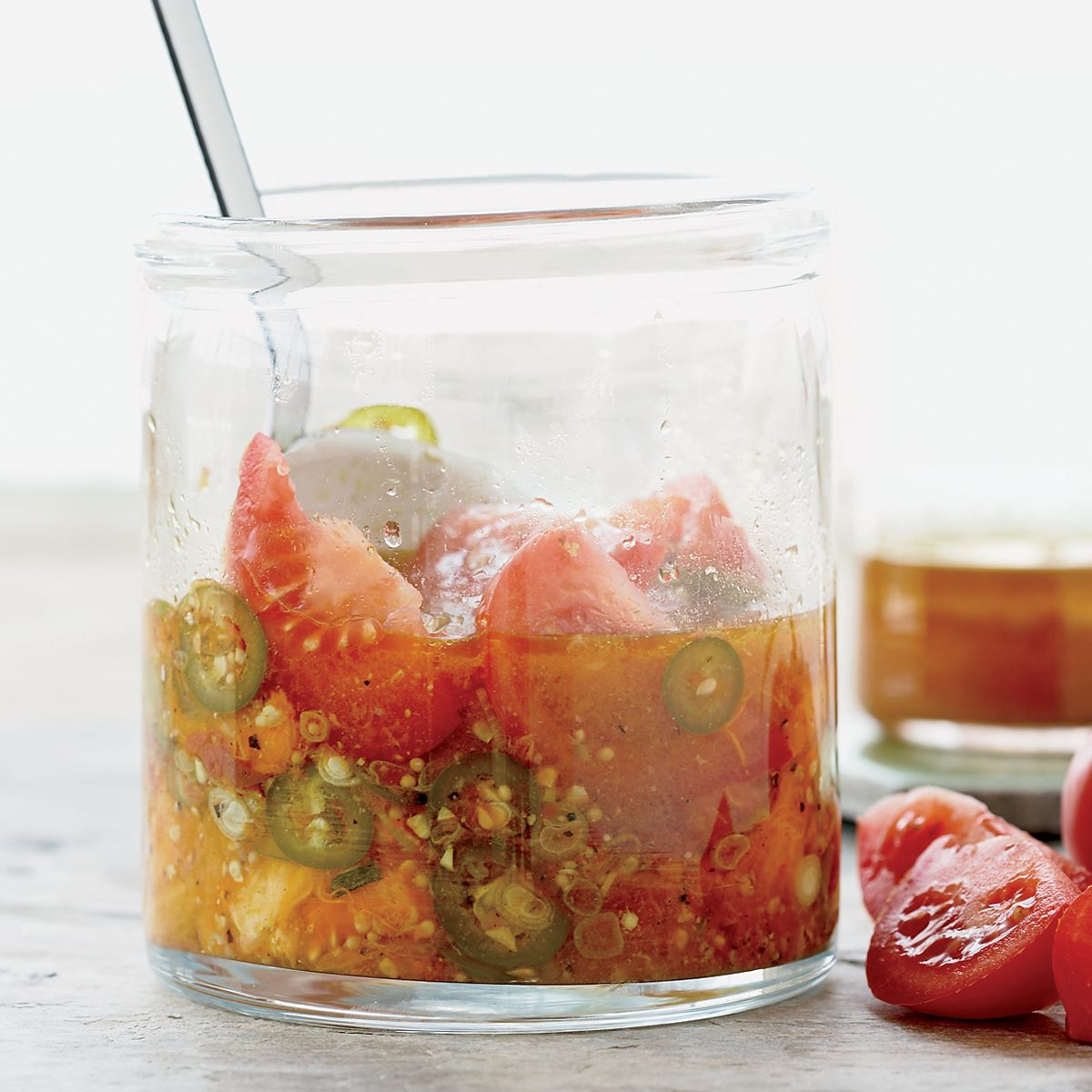 Pickled Farm-Stand Tomatoes with Jalapeños 