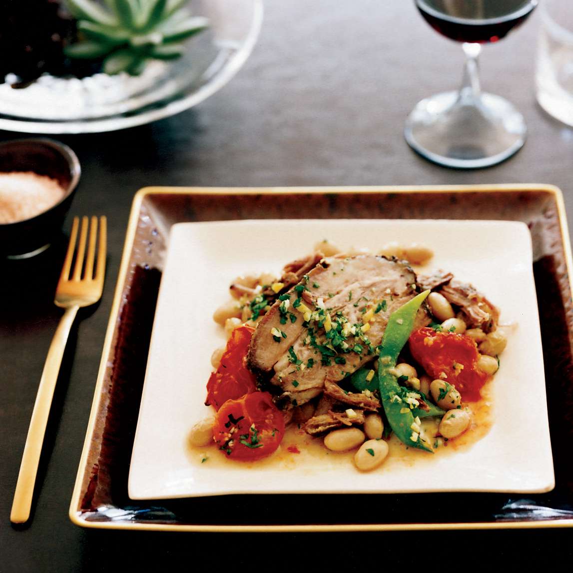 Slow-Cooked Pork Shoulder with Cherry Tomatoes 